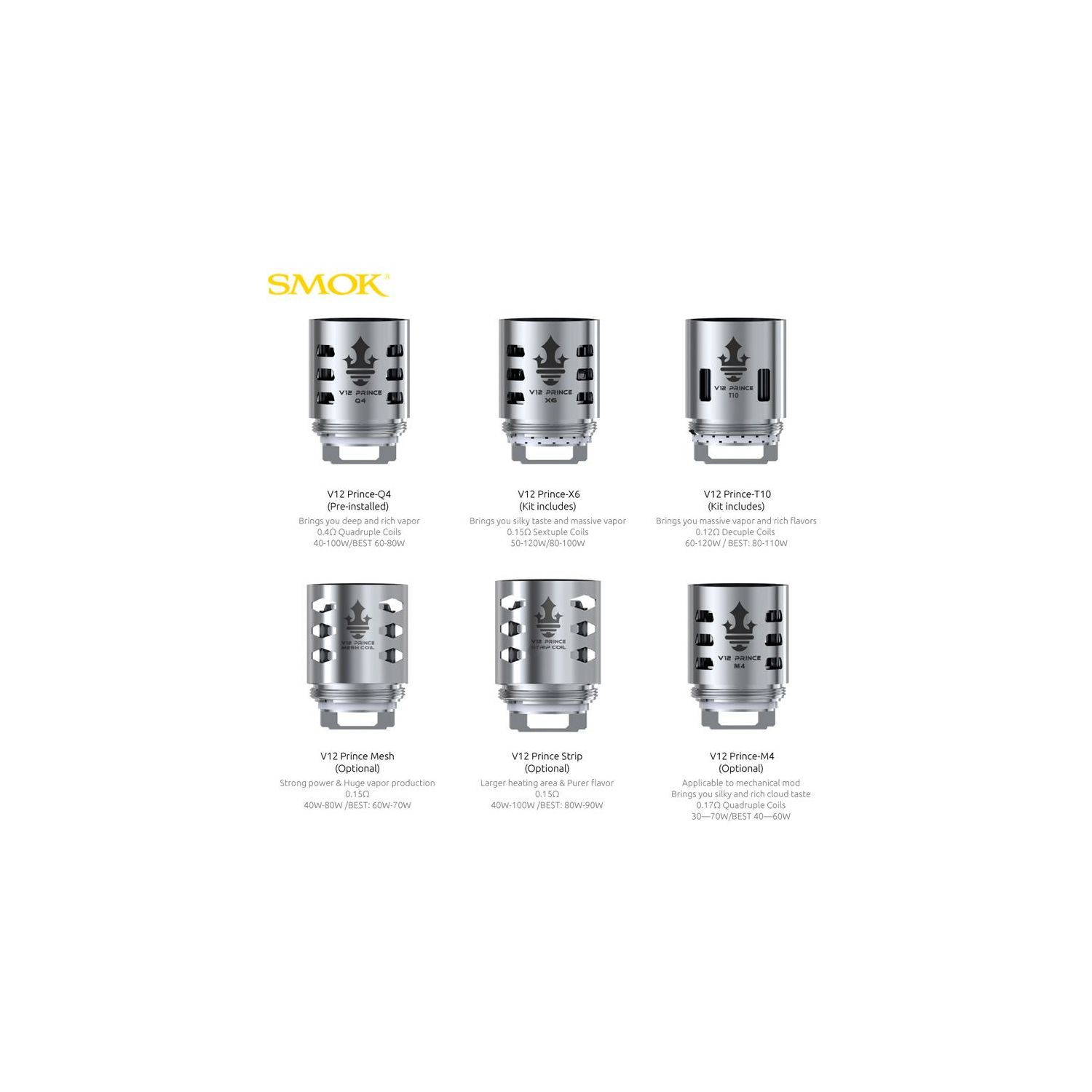 Lot 3 résistances TFV12 Prince Lot 3 résistances TFV12 Prince