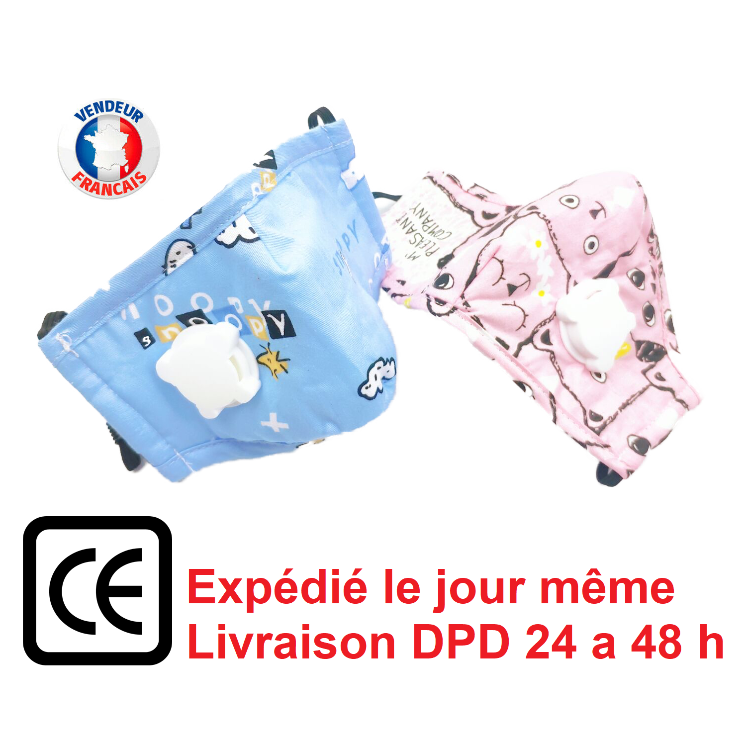 Masque enfant De Protection Réutilisable coton - Lavable